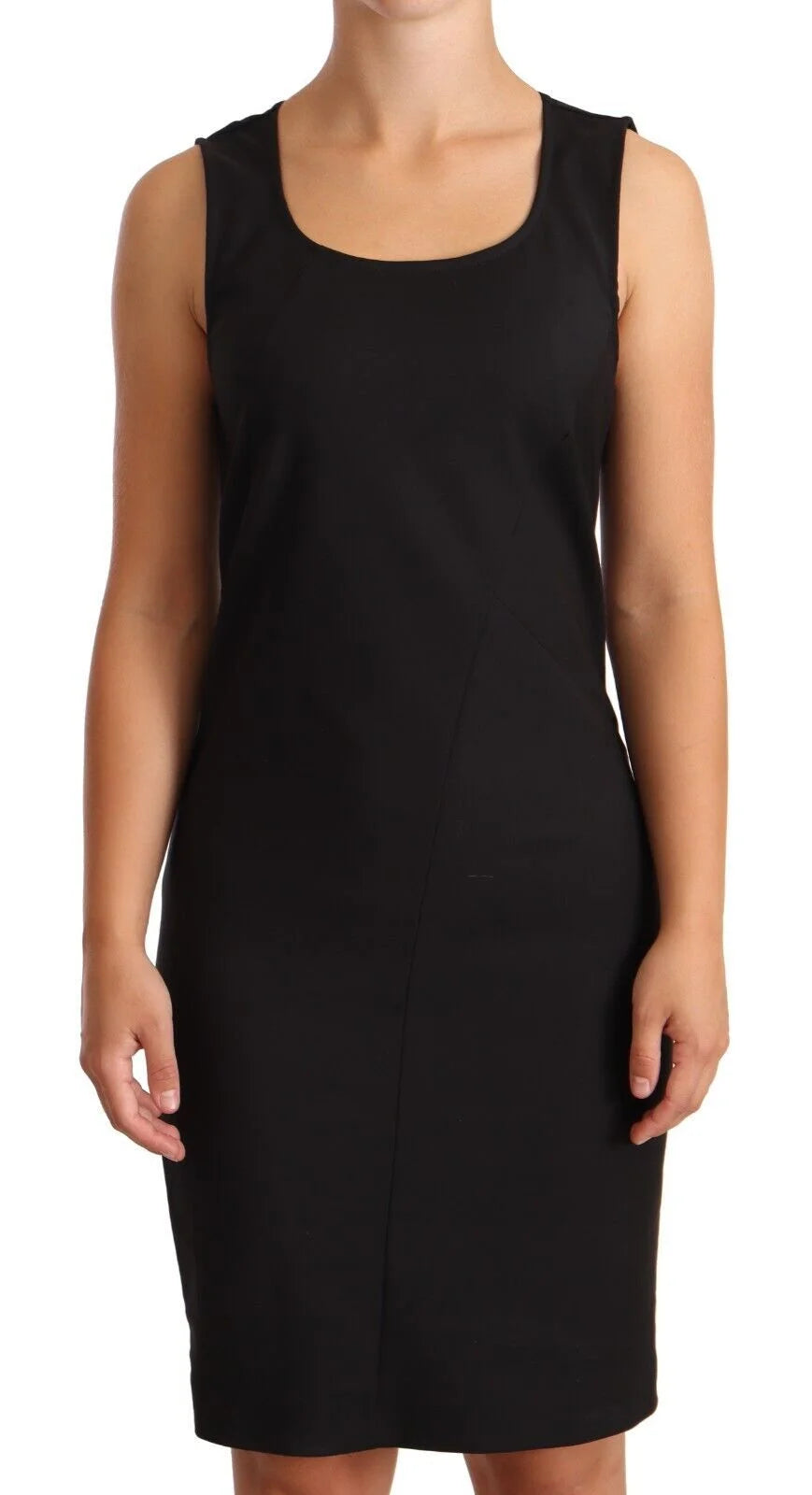 Patrizia Pepe Black Cotton Blend Sleeveless Knee Length Sheath Dress - IT42|M - Dresses