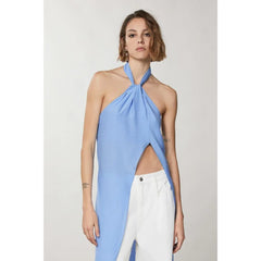 Patrizia Pepe Blue Viscose Tank Tops - IT42