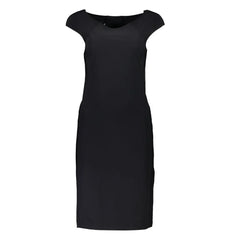 Patrizia Pepe Elegant Black Boat Neck Dress with Wide Straps - XS