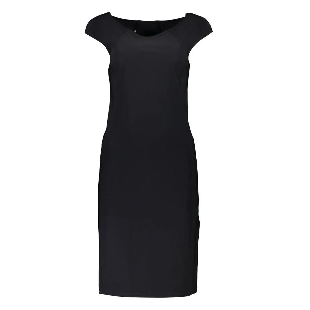 Patrizia Pepe Elegant Black Boat Neck Dress with Wide Straps - XS - Dresses