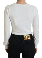 Patrizia Pepe Ivory V-Neck Long Sleeves Women Blouse Top - IT1 | XS - Blouses