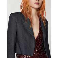 Patrizia Pepe Navy Blue Cotton Blazer - IT40