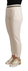 Patrizia Pepe White Polyester Mid Waist Jogger Pants - IT1 | XS - Joggers