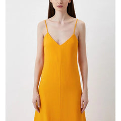 Patrizia Pepe Yellow Flax Casual Dress - IT38