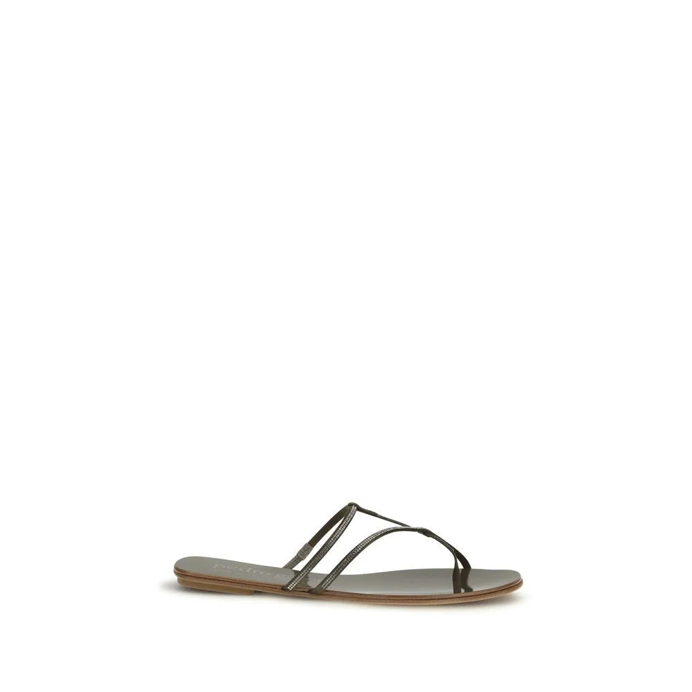 Pedro García Brown Calf Leather Bos Taurus Flat Sandals