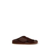 Pedro García Brown Velvet Flat Sandals