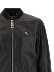 Philipp Plein Black Lambskin Leather Jacket