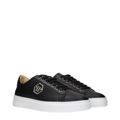 Philipp Plein Black Leather Low Top Sneakers - EU44/US11