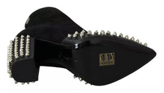 Philipp Plein Black Suede Studded Heels Ankle Boots Shoes - EU36/US6 - Boots