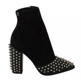 Philipp Plein Black Suede Studded Heels Ankle Boots Shoes - EU36/US6 - Boots