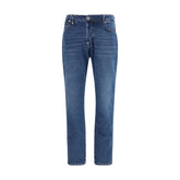 Philipp Plein Blue Cotton Straight-Leg Jeans