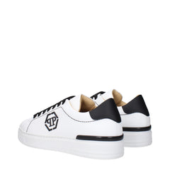 Philipp Plein White Leather Low Top Sneakers - EU44/US11