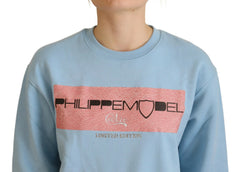 Philippe Model Light Blue Logo Printed Long Sleeves Sweater - IT38|XS - Sweaters