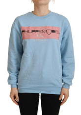 Philippe Model Light Blue Logo Printed Long Sleeves Sweater - IT38|XS - Sweaters