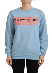 Philippe Model Light Blue Logo Printed Long Sleeves Sweater - IT38|XS - Sweaters