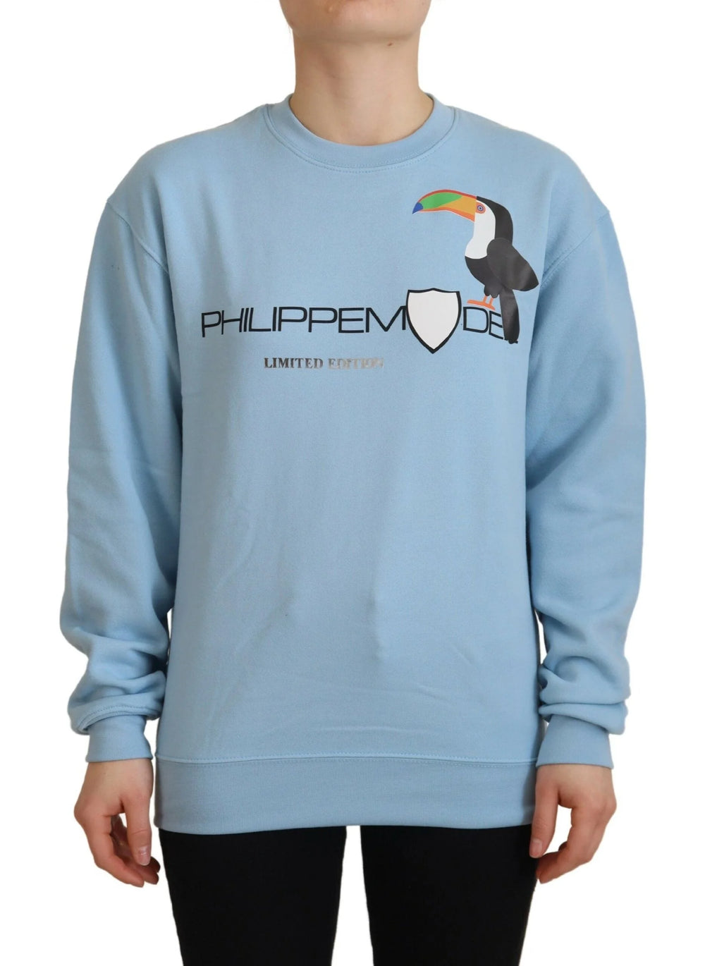Philippe Model Light Blue Logo Printed Long Sleeves Sweater - IT38|XS - Sweaters