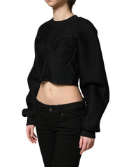 Philosophy Black Cropped ZipperBack Sweatshirt Sweater - IT36|XXS