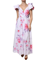 Philosophy White Floral Cotton Maxi Dress - IT42|M - Dresses