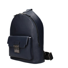 Pineider Blue Leather Backpacks