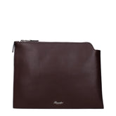 Pineider Brown Leather Clutch Bag