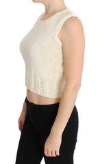 PINK MEMORIES Beige Cotton Blend Knitted Sleeveless Sweater - One Size - Sweaters