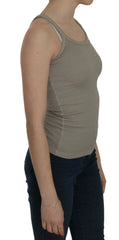 PINK MEMORIES Beige Sleeveless Spaghetti Strap Tank Blouse - Tank Tops