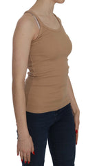 PINK MEMORIES Beige Sleeveless Spaghetti Strap Tank Blouse - Tank Tops