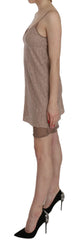 PINK MEMORIES Beige Spaghetti Strap A-line Mini Cotton Dress - Dresses