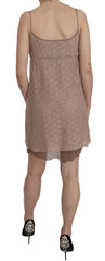 PINK MEMORIES Beige Spaghetti Strap A-line Mini Cotton Dress - Dresses