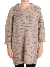 PINK MEMORIES Beige Wool Blend Knitted Oversize Sweater - IT42|M - Sweaters