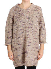 PINK MEMORIES Beige Wool Blend Knitted Oversize Sweater - IT42|M - Sweaters