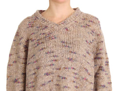 PINK MEMORIES Beige Wool Blend Knitted Oversize Sweater - IT42|M - Sweaters