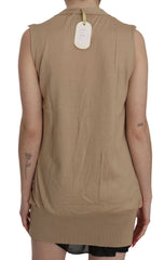 PINK MEMORIES Brown 100% Cotton Sleeveless Cardigan Top Vest - Cardigans