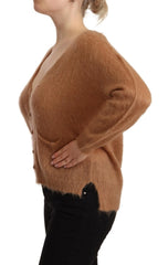 PINK MEMORIES Brown Cardigan V-Neck Long Sleeve Sweater - IT42|M - Cardigans