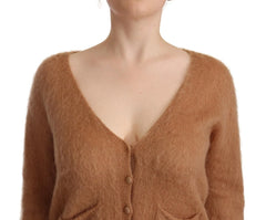 PINK MEMORIES Brown Cardigan V-Neck Long Sleeve Sweater - IT42|M - Cardigans