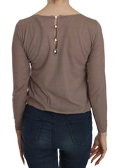 PINK MEMORIES Brown Lace See Through Long Sleeve Top - IT40|S - Blouses