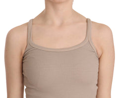 PINK MEMORIES Brown Sleeveless Spaghetti Strap Top Blouse - Tank Tops