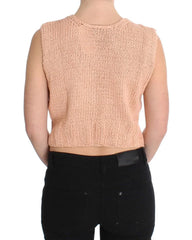 PINK MEMORIES Pink Cotton Blend Knitted Sleeveless Sweater - One Size - Sweaters