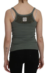 PINK MEMORIES Green Spaghetti Strap Slim Fit Casual Tank Top Blouse - S - Tank Tops