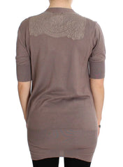 PINK MEMORIES Purple Lace Cotton Cardigan Sweater - Cardigans