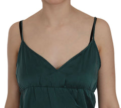 PINK MEMORIES Silk Green Spaghetti Strap Shift Mini Dress - Dresses