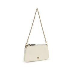 PINKO Beige Calf Leather Bos Taurus Shoulder Bag