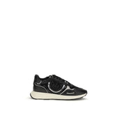 PINKO Black Calf Leather Bos Taurus Athletic Sneakers