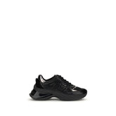 PINKO Black Calf Leather Bos Taurus Chunky Sneakers
