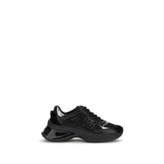 PINKO Black Calf Leather Bos Taurus Chunky Sneakers