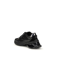 PINKO Black Calf Leather Bos Taurus Chunky Sneakers - EU36/US6