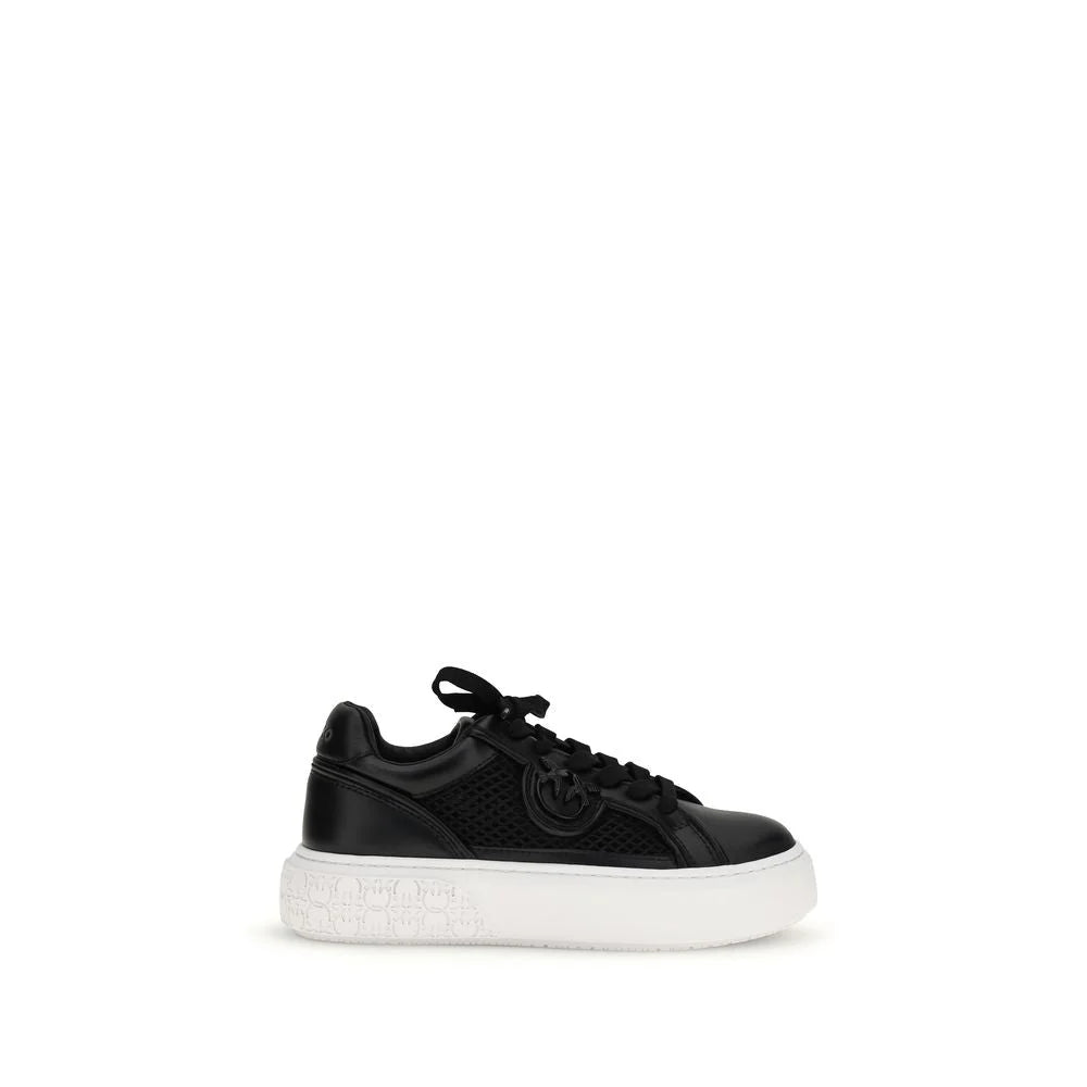 PINKO Black Calf Leather Bos Taurus Platform Sneakers