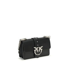 PINKO Black Calf Leather Bos Taurus Shoulder Bag