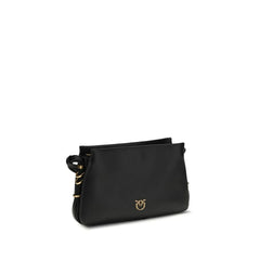 PINKO Black Calf Leather Bos Taurus Shoulder Bag