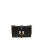 PINKO Black Calf Leather Bos Taurus Shoulder Bag